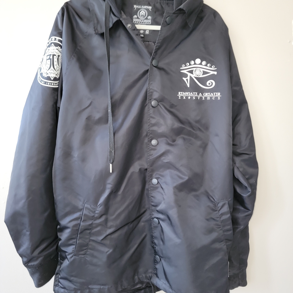 Black Windbreaker Jacket with Eye of Horus Design